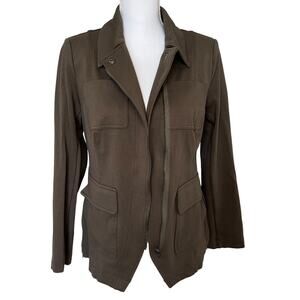 Cabi Academy Jacket #4120 Small Olive Green Zipper Sides Pockets Stretch